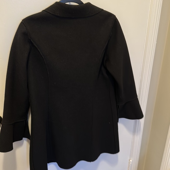 NORDSTOM double breasted long black coat, size MP - Picture 2 of 3